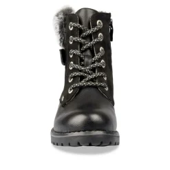 Bottines Fourré NOIR Fille Motif Uni Lacets