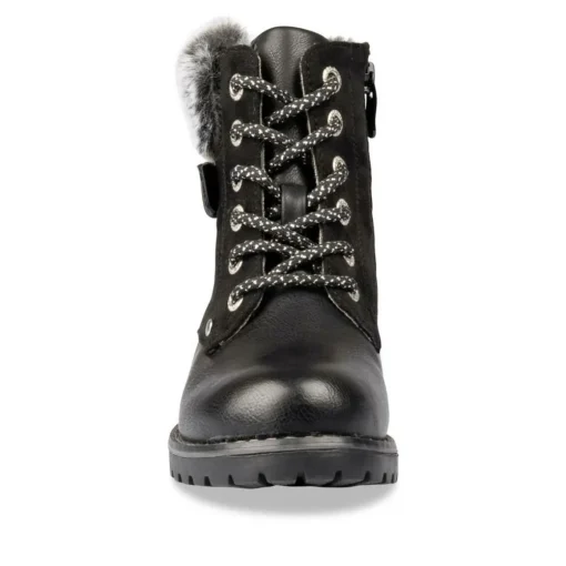 Bottines Fourré NOIR Fille Motif Uni Lacets