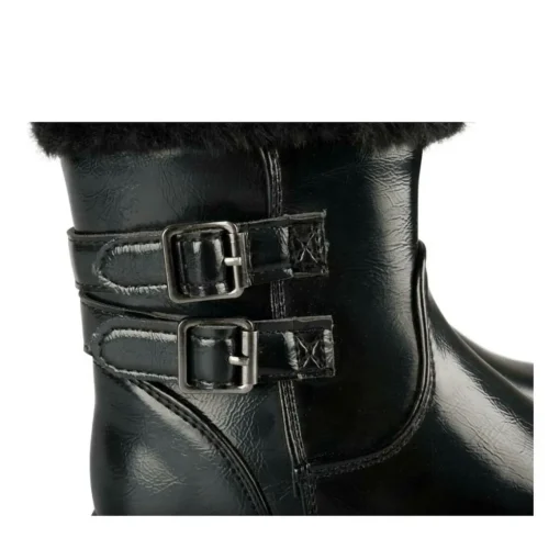 Bottines Fourré NOIR Fille Motif Vernis Fermeture éclair