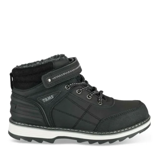 Bottines Fourré NOIR Garçon Motif Uni Lacets