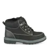 Bottines Fourré NOIR Garçon Motif Uni Lacets