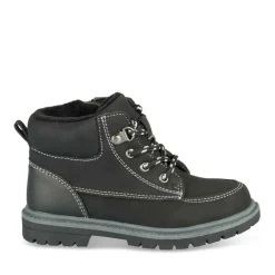 Bottines Fourré NOIR Garçon Motif Uni Lacets