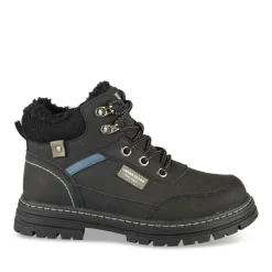 Bottines Fourré NOIR Garçon Motif Uni Lacets