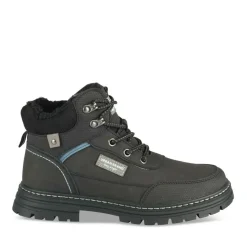 Bottines Fourré NOIR Garçon Motif Uni Lacets