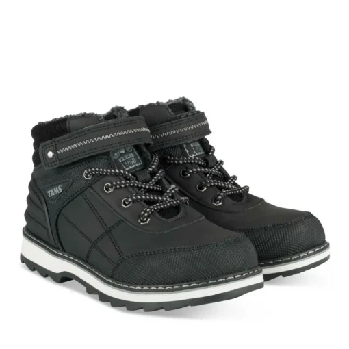 Bottines Fourré NOIR Garçon Motif Uni Lacets
