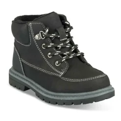 Bottines Fourré NOIR Garçon Motif Uni Lacets