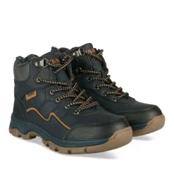 Bottines Fourré NOIR Garçon Motif Uni Lacets
