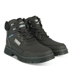 Bottines Fourré NOIR Garçon Motif Uni Lacets
