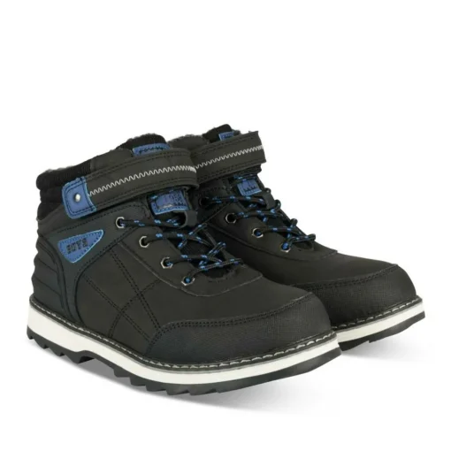 Bottines Fourré NOIR Garçon Motif Uni Lacets