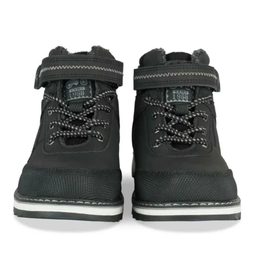 Bottines Fourré NOIR Garçon Motif Uni Lacets