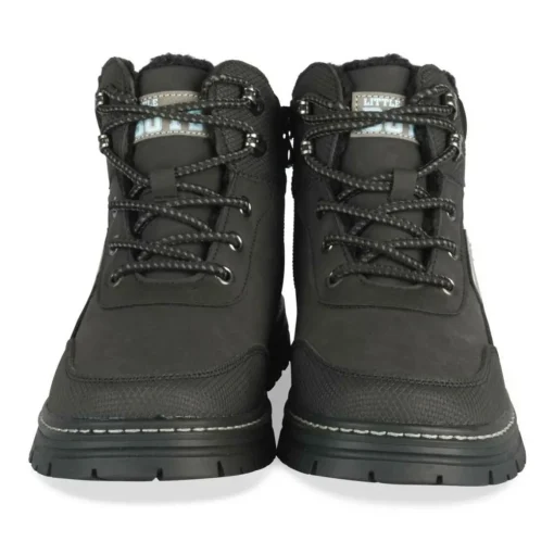 Bottines Fourré NOIR Garçon Motif Uni Lacets