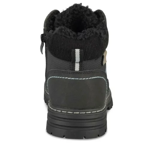 Bottines Fourré NOIR Garçon Motif Uni Lacets