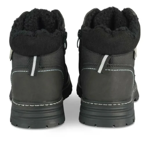 Bottines Fourré NOIR Garçon Motif Uni Lacets