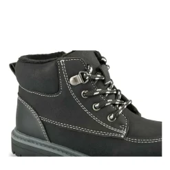 Bottines Fourré NOIR Garçon Motif Uni Lacets