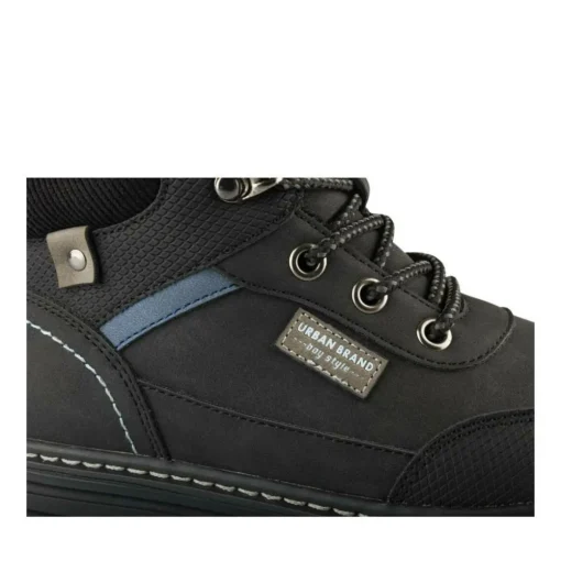 Bottines Fourré NOIR Garçon Motif Uni Lacets