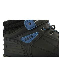 Bottines Fourré NOIR Garçon Motif Uni Lacets