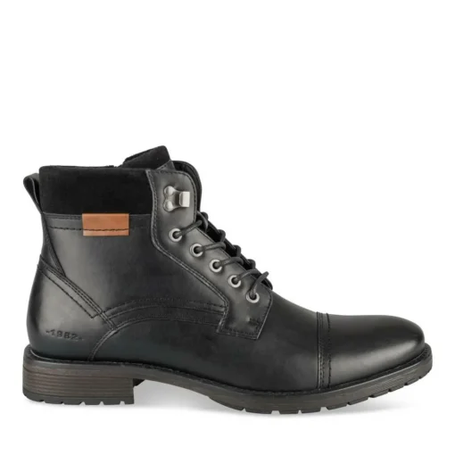 Bottines Fourré NOIR Homme Motif Uni Lacets