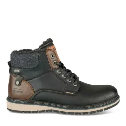 Bottines Fourré NOIR Homme Motif Uni Lacets
