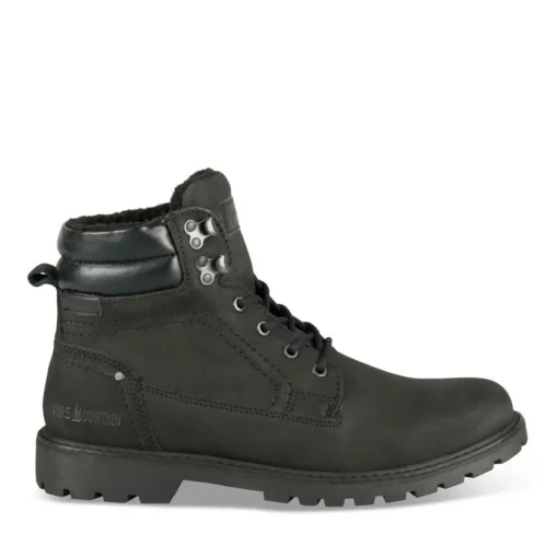 Bottines Fourré NOIR Homme CUIR Motif Uni Lacets