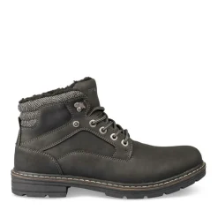 Bottines Fourré NOIR Homme Motif Uni Lacets