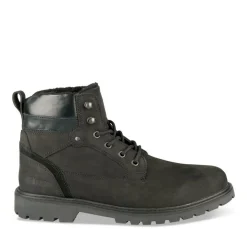 Bottines Fourré NOIR Homme CUIR Motif Uni Lacets