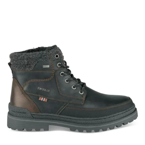 Bottines Fourré NOIR Homme Motif Uni Lacets