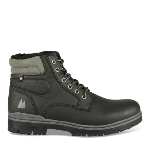 Bottines Fourré NOIR Homme Motif Uni Lacets