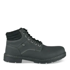 Bottines Fourré NOIR Homme Motif Uni Lacets