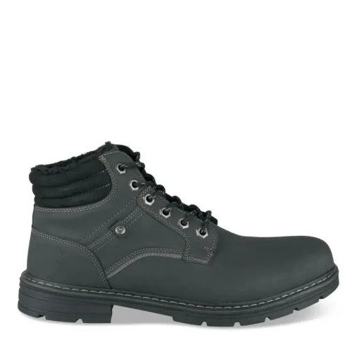 Bottines Fourré NOIR Homme Motif Uni Lacets
