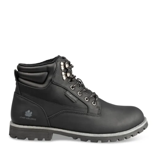Bottines Fourré NOIR Homme Motif Uni Lacets