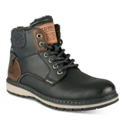 Bottines Fourré NOIR Homme Motif Uni Lacets