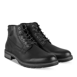 Bottines Fourré NOIR Homme Motif Uni Lacets