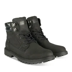 Bottines Fourré NOIR Homme CUIR Motif Uni Lacets