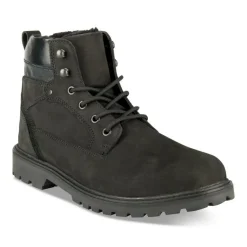 Bottines Fourré NOIR Homme CUIR Motif Uni Lacets