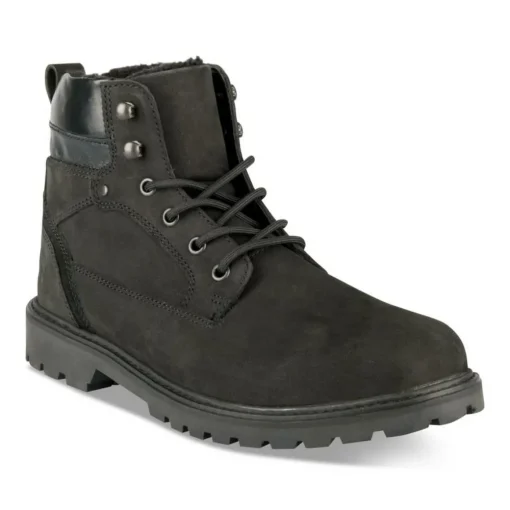 Bottines Fourré NOIR Homme CUIR Motif Uni Lacets