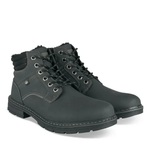 Bottines Fourré NOIR Homme Motif Uni Lacets