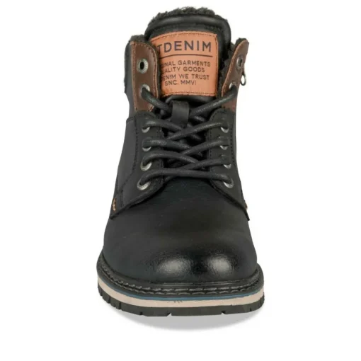 Bottines Fourré NOIR Homme Motif Uni Lacets