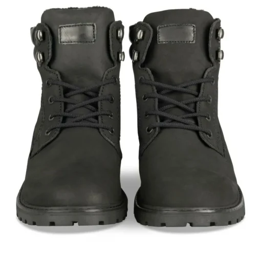 Bottines Fourré NOIR Homme CUIR Motif Uni Lacets