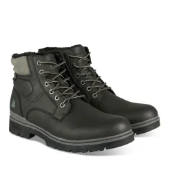 Bottines Fourré NOIR Homme Motif Uni Lacets