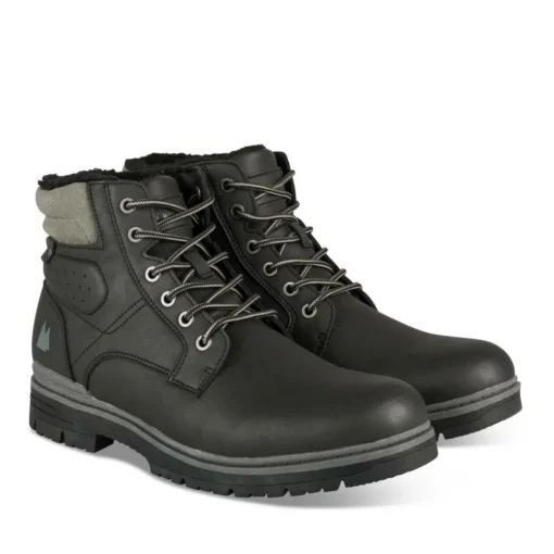Bottines Fourré NOIR Homme Motif Uni Lacets