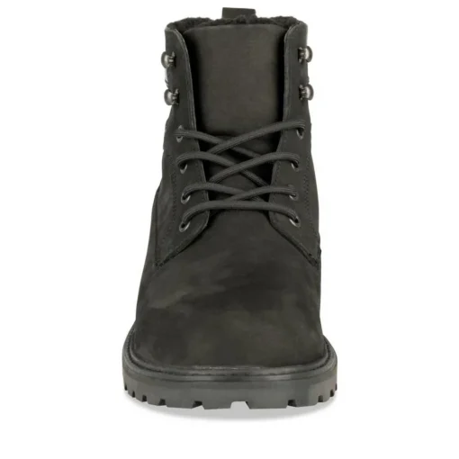 Bottines Fourré NOIR Homme CUIR Motif Uni Lacets