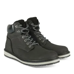 Bottines Fourré NOIR Homme CUIR Motif Uni Lacets