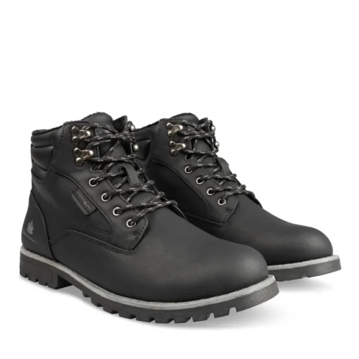 Bottines Fourré NOIR Homme Motif Uni Lacets