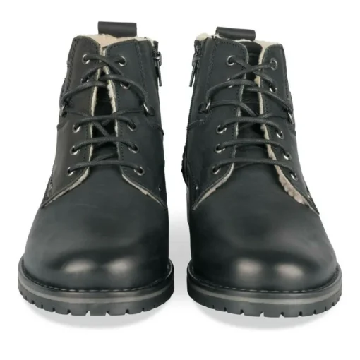 Bottines Fourré NOIR Homme CUIR Motif Uni Lacets