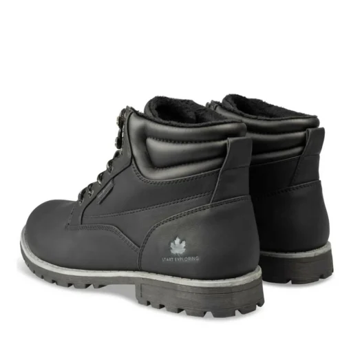 Bottines Fourré NOIR Homme Motif Uni Lacets