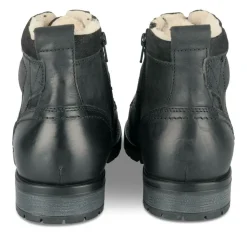 Bottines Fourré NOIR Homme CUIR Motif Uni Lacets