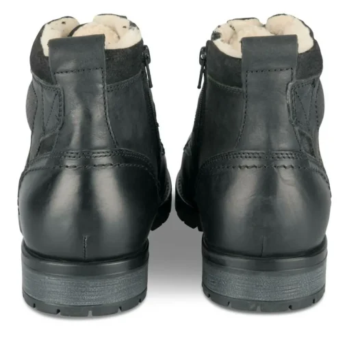 Bottines Fourré NOIR Homme CUIR Motif Uni Lacets