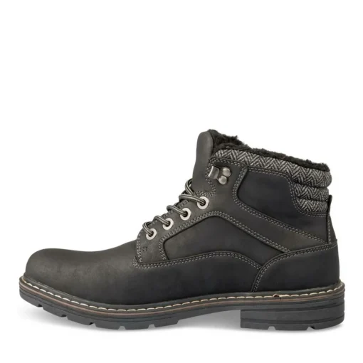 Bottines Fourré NOIR Homme Motif Uni Lacets
