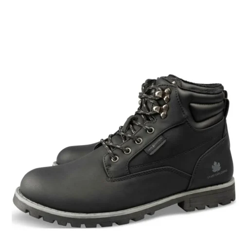 Bottines Fourré NOIR Homme Motif Uni Lacets