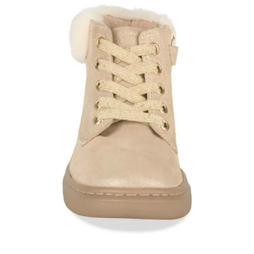 Bottines Fourré OR Fille CUIR Motif Uni Lacets